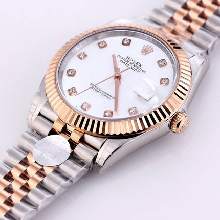 DATEJUST 41MM TWO-TONE WHITE DIAL DIAMOND NUMERAL