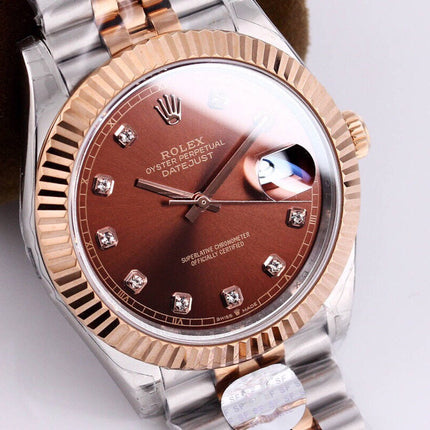 DATEJUST 41 ROSE GOLD STEEL CHOCOLATE DIAMOND DIAL