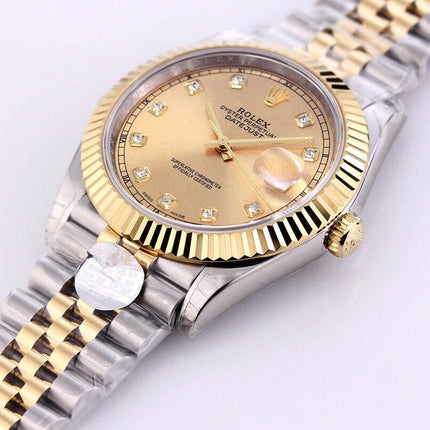 DATEJUST 41 TWO-TONE YELLOW DIAL DIAMOND NUMERALS