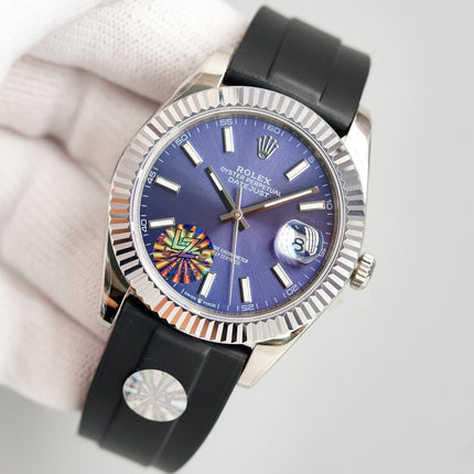 DATEJUST II 41MM STAINLESS STEEL BLUE DIAL RUBBER STRAP