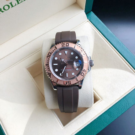 YACHT-MASTE EVEROSE GOLD BROWN DIAL RUBBER