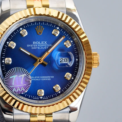 DATEJUST 41MM TWO TONE BLUE DIAL DIAMOND NUMERALS