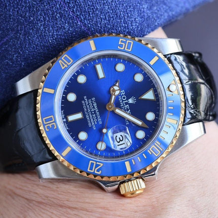 SUBMARINER DATE 40 STEEL CASE GOLD BLUE CERAMIC LEATHER