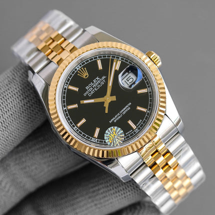 DATEJUST 36MM TWO-TONE BLACK DIAL JUBILEE