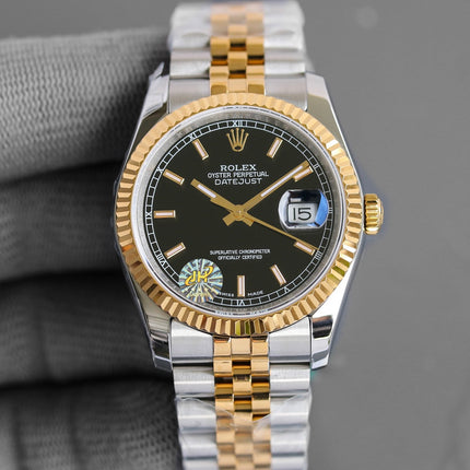 DATEJUST 36MM TWO-TONE BLACK DIAL JUBILEE