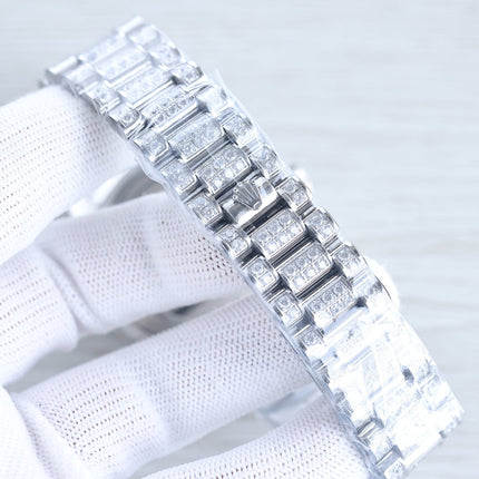DAY-DATE 41 SILVER CUSTOM ALL DIAMOND