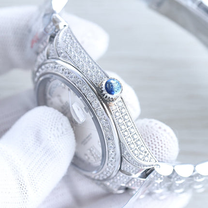 DAY-DATE 41 SILVER CUSTOM ALL DIAMOND