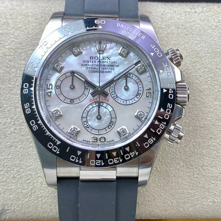 DAYTONA STEEL CASE CERAMIC WHITE MOP DIAMOND NUMERALS