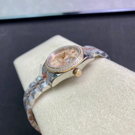 DATEJUST 28 TWO-TONE PINK GOLD DIAMOND BEZEL