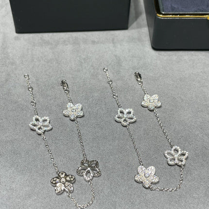 WILD FLOWER 4 MOTIF DIAMOND PAVED BRACELET