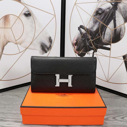 HM CLUTCH CONSTANCE 20.5 BLACK CALFSKIN SILVER HARDWARE
