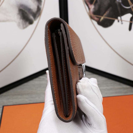 HM CLUTCH CONSTANCE 20.5 BROWN CALFSKIN SILVER HARDWARE