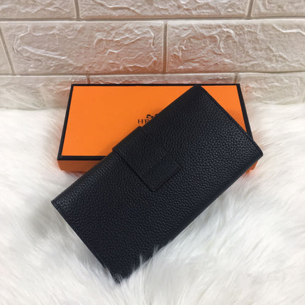 HM SNAP LOCK WALLET 19.5 BLACK GRAINED CALFSKIN