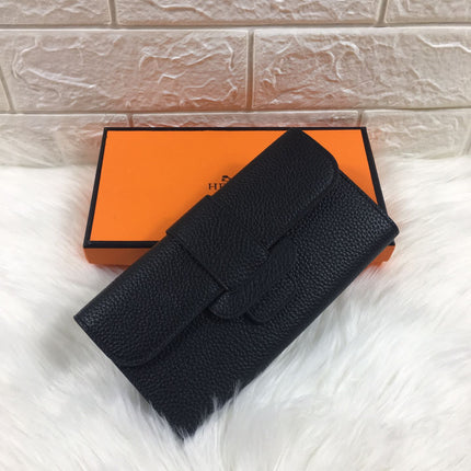 HM SNAP LOCK WALLET 19.5 BLACK GRAINED CALFSKIN