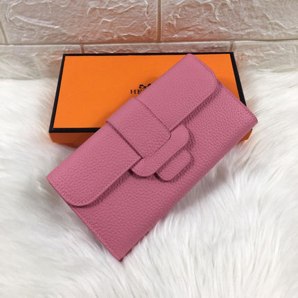 HM SNAP LOCK WALLET 19.5 FLAMINGO PINK GRAINED CALFSKIN