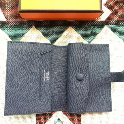 BEARN COMPACT WALLET 12 IN PRUSSIAN BLUE EPSOM LEATHER