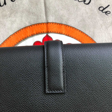JIGE ELAN 29 CLUTCH IN BLACK CALFSKIN