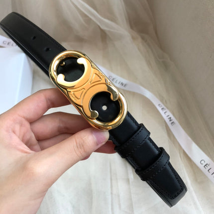 CELINE 25S BELT 25MM IN BLACK CALFSKIN GOLD HARDWARE 562438