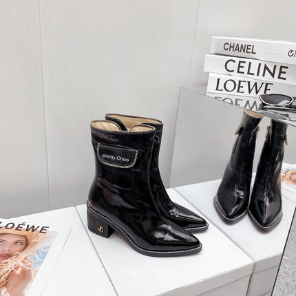 JIMMY CHOO 26S ANKLE BOOTS 55 MM IN BLACK  PATENT CALFSKIN