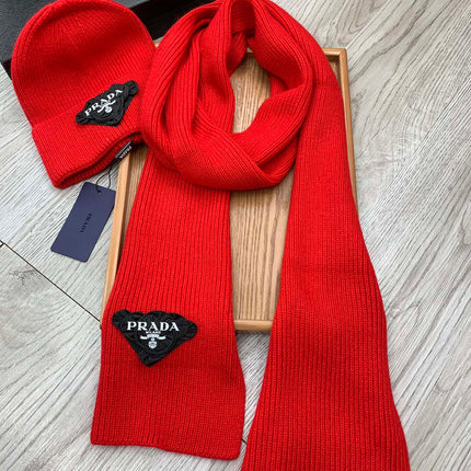 SET SCARF AND HAT IN CHERRY RED WOOL AND RABBIT FUR 386076