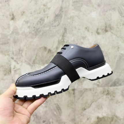 HM DERBY LACE-UP SHOES INDIGO CALFSKIN