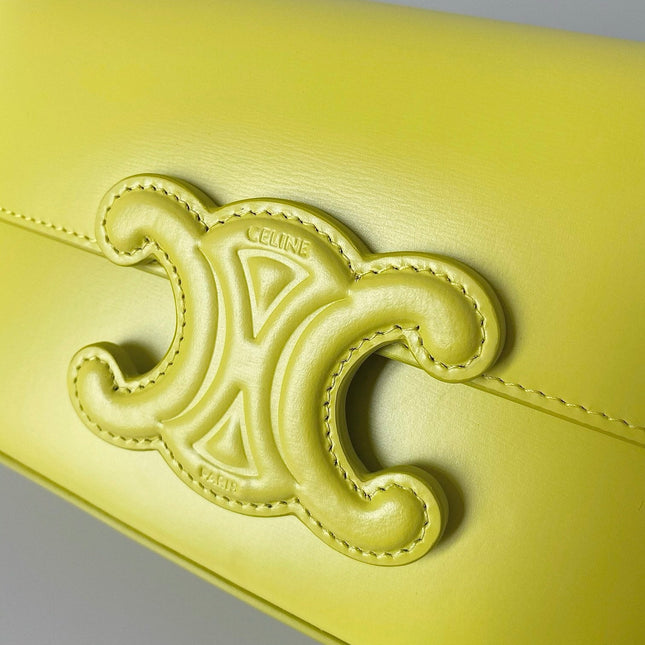 20 CHAIN EMBOSSED ARMPIT BAG CHARTREUSE YELLOW CALFSKIN
