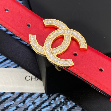 CHANEL 25S BELT 30 MM IN RED CALFSKIN WITH GOLD HARDWARE 615099