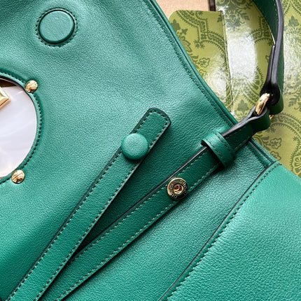BLONDIE SHOULDER BAG 28 IN CASTLETON GREEN LAMBSKIN GOLD HARDWARE