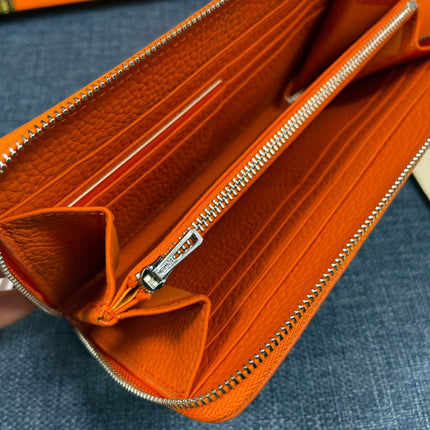 HM SILK'IN HOLED WALLET 19 ORANGE GRAINED CALFSKIN