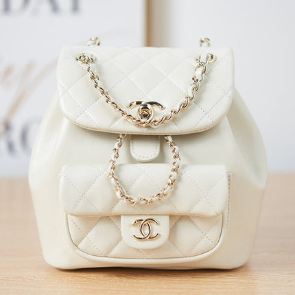 CHANEL 26S MINI BACKPACK 18 IN OFF WHITE LAMBSKIN