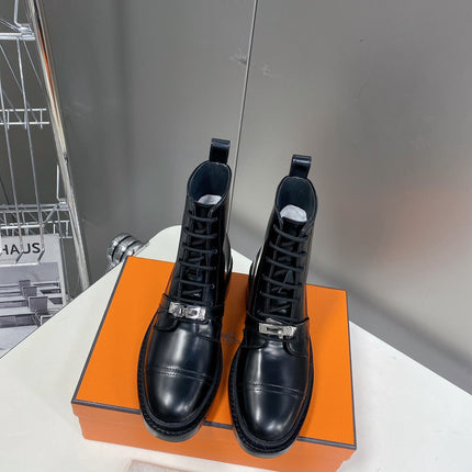 HM 25S FUNK ANKLE BOOT IN BLACK LAMBSKIN WITH SILVER HARDWARE