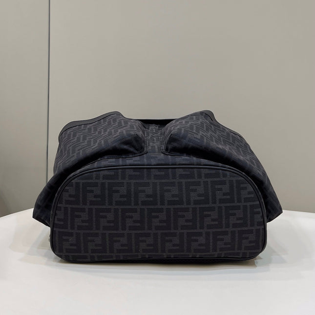 FENDI STRIKE LARGE 46 FF BLACK JACQUARD FABRIC BACKPACK