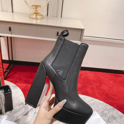 CHRISTIAN LOUBOUTIN 26S PLATFORM ANKLE BOOTS 130 MM IN BLACK CALFSKIN