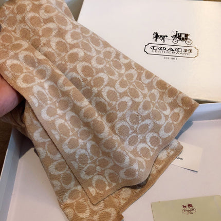 KNIT CASHMERE SCARF CAMEL BROWN MIX WHITE  619591