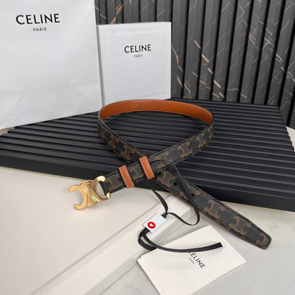 CL TRIOMPHE 25 MM BELT IN MONOGRAM BROWN CALFSKIN GOLD HARDWARE