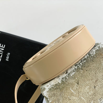 SMOOTH CALFSKIN 16 OVAL BEIGE CREAM BAG