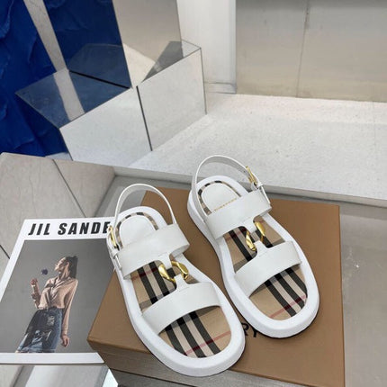 BURBERRY 26S STRAP SANDALS IN WHITE AND BEIGE CALFSKIN