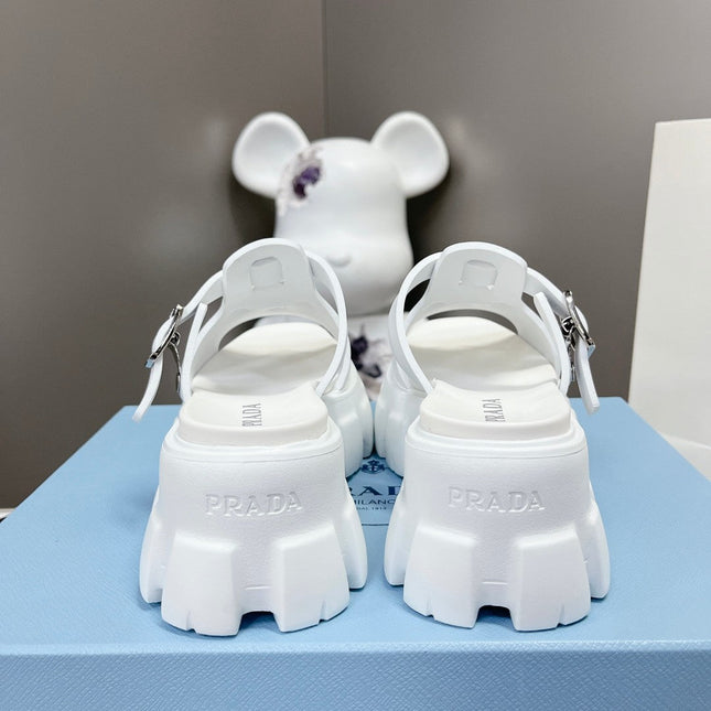 MONOLITH SLIPPER SANDALS IN WHITE RUBBER