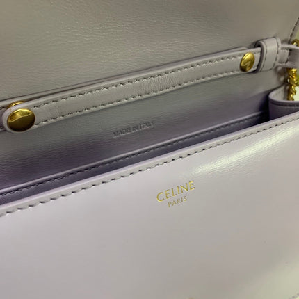 WALLET ON CHAIN MARGO 19 IN LIGHT LILAC SMOOTH CALFSKIN GOLD HARDWARE