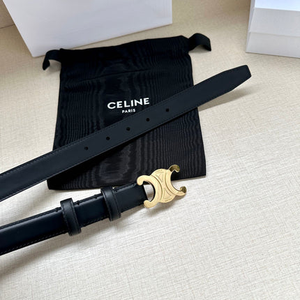 Medium Triomphe Belt 25mm Black Calfskin Ghw