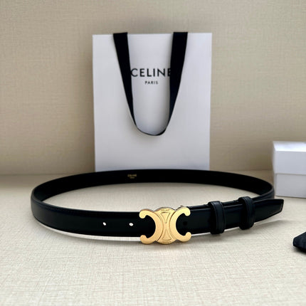 Medium Triomphe Belt 25mm Black Calfskin Ghw