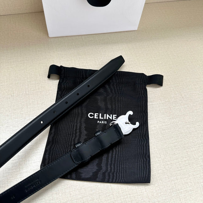 Medium Triomphe Belt 25mm Black Calfskin Shw