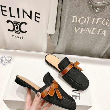LW GATE BELTED MULE BLACK DENIM