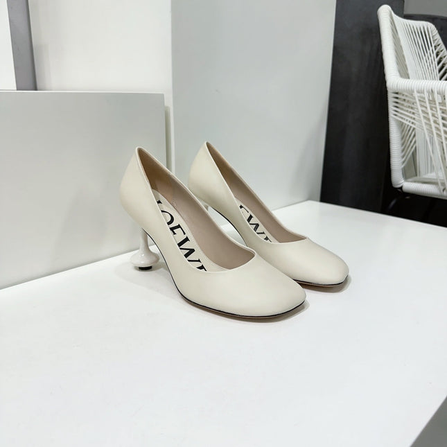 LW TOY PUMP 95 WHITE CALFSKIN