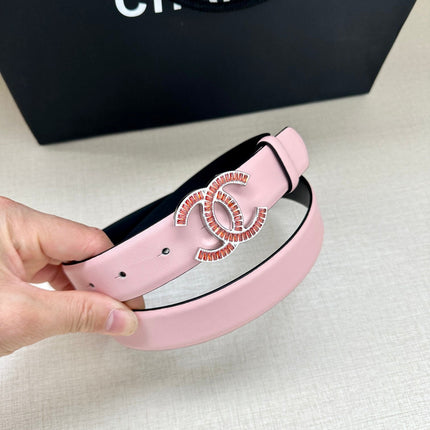 CHANEL 25S BELT 30 MM IN LIGHT PINK CALFSKIN 616971
