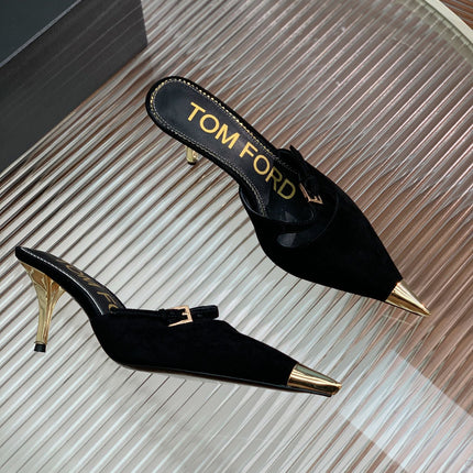 HIGH PUMP MULE 7 CM IN BLACK SUEDE
