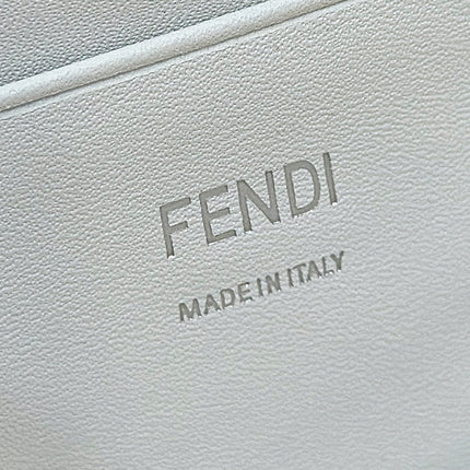 FENDI 19 BAGUETTE BAG IN BLACK MIX WHITE CANVAS WITH GOLD HARDWARE
