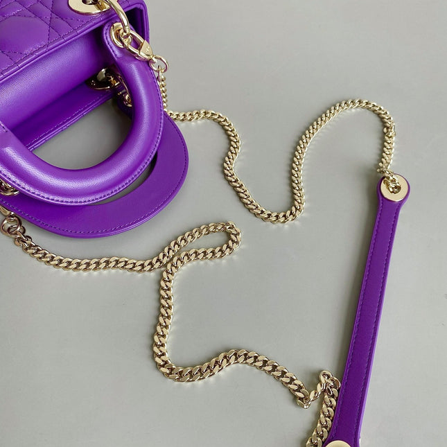 LADY 17 IN VIOLET PURPLE LAMBSKIN WITH CANNAGE PATTERN