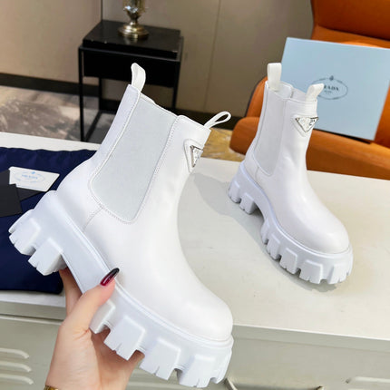 PRA MONOLITH BRUSHED BOOTIES 55 WHITE CALFSKIN
