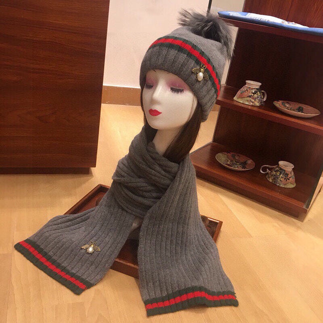 SET SCARF AND HAT IN SHARK GRAY WOOL AND CASHMERE 945024